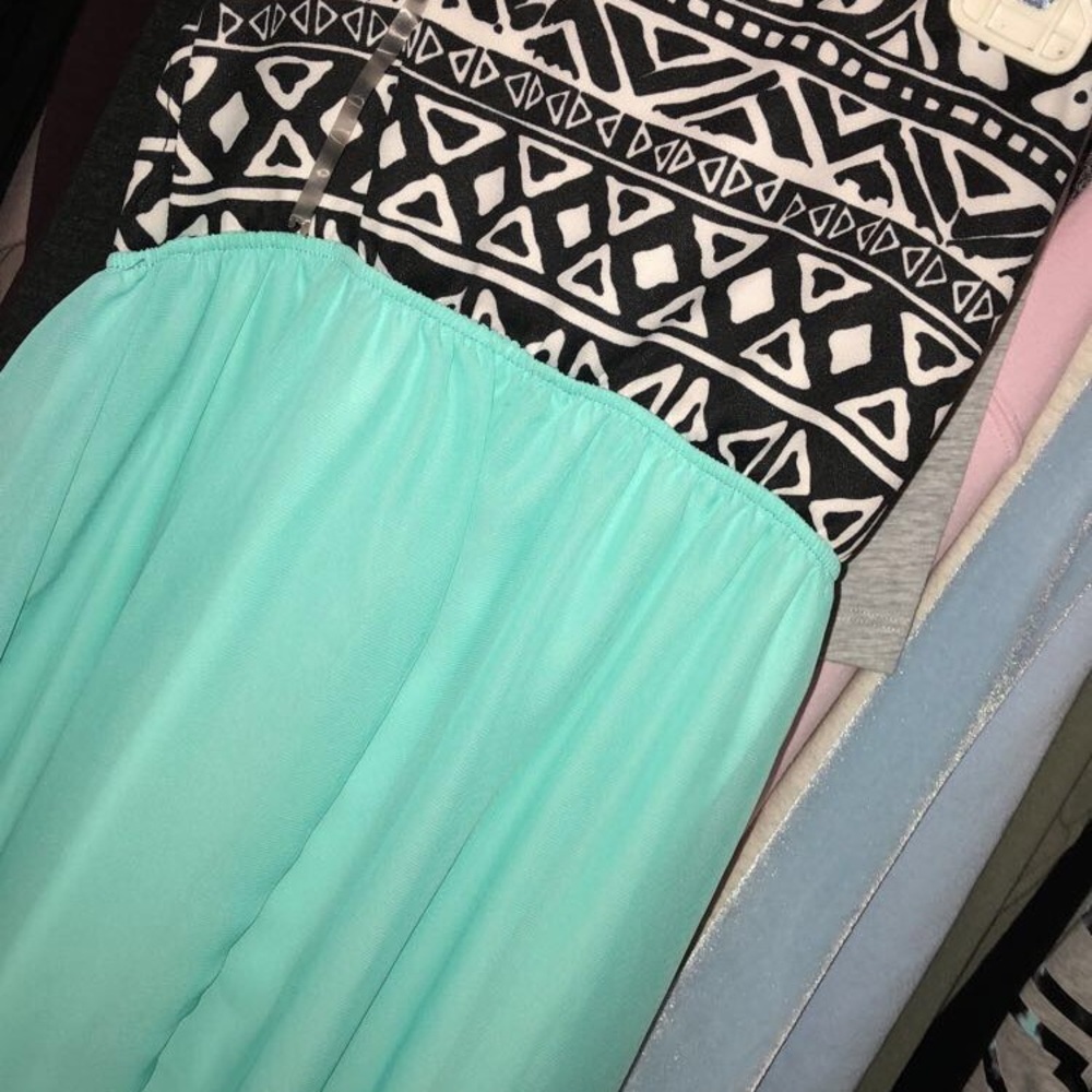 High Low Dress Black and White/Turquoise $25
